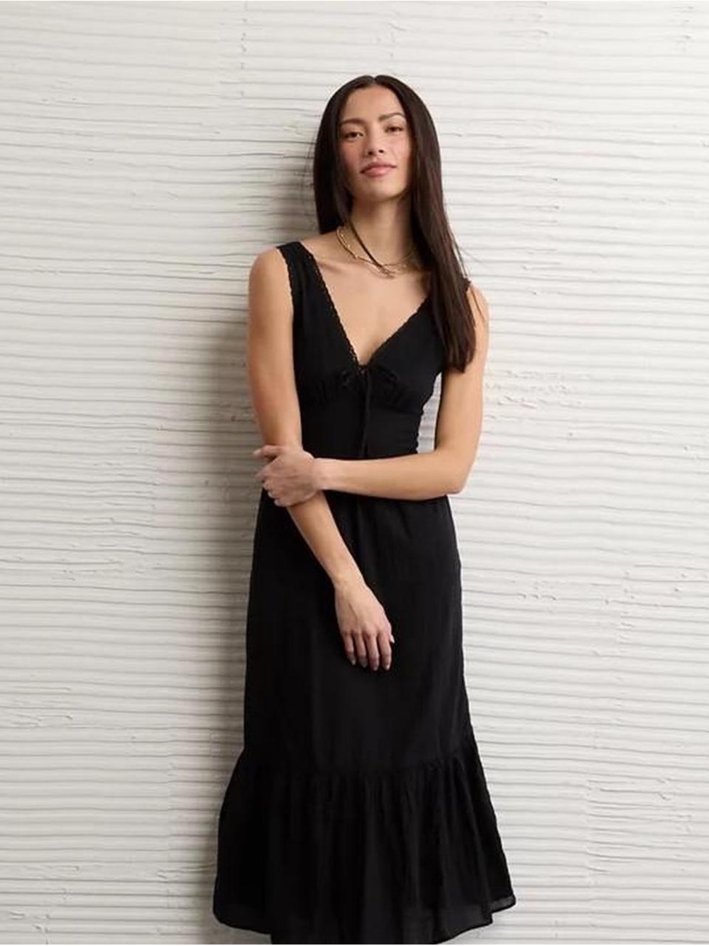 AE Tie-Front Midi Dress